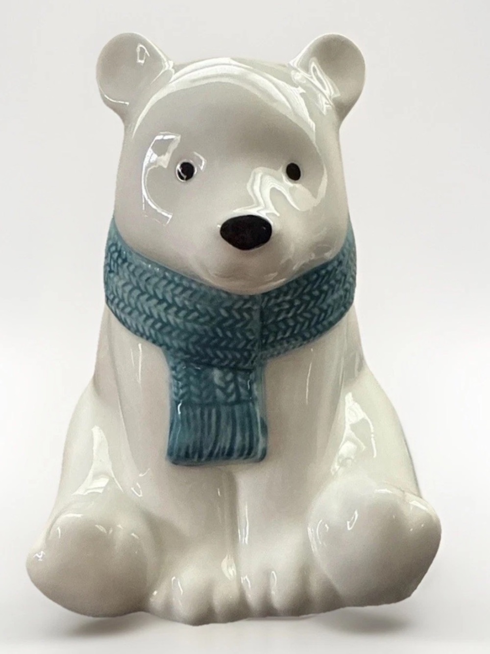 Polar Bear Ceramic Lamp Nursery Woodland Decor Blue Scarf